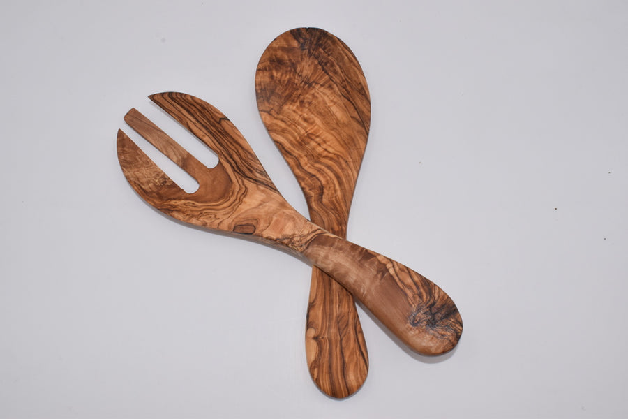 Pair of olive wood cutlery