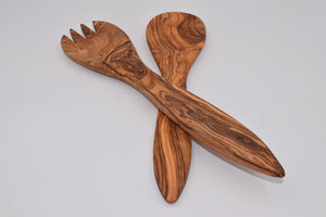 Small wide cutlery in olive wood