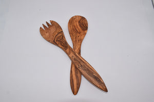 Small wide cutlery in olive wood