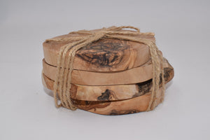 Set sottobicchieri rotondi in legno d'ulivo