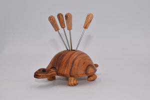 Turtle fork holder in olive wood