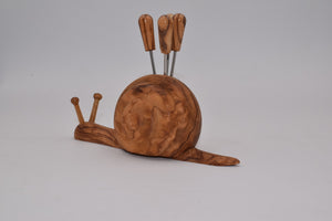 Olive wood fork holder snail