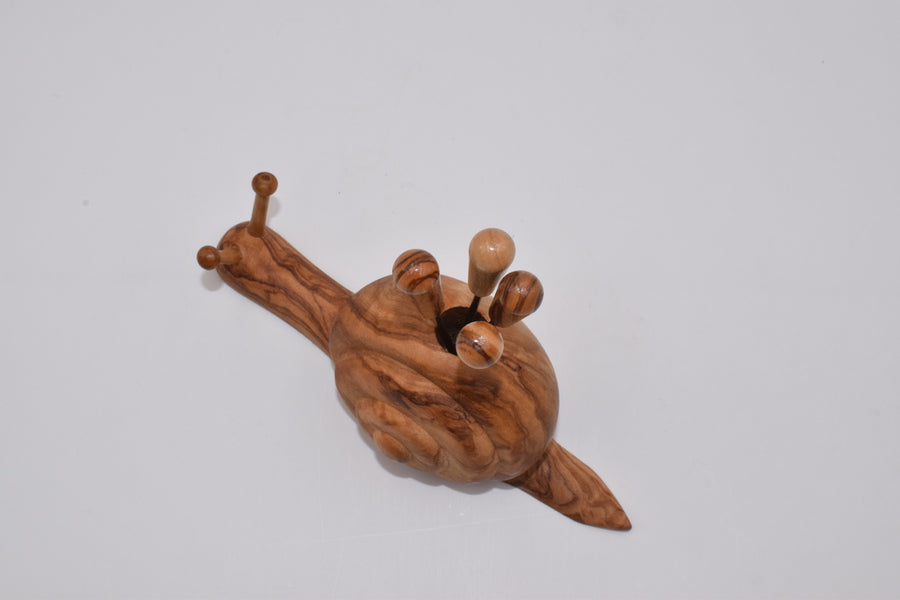 Olive wood fork holder snail