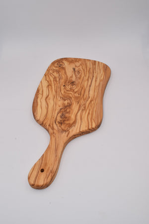 Large irregular chopping board with olive wood handle