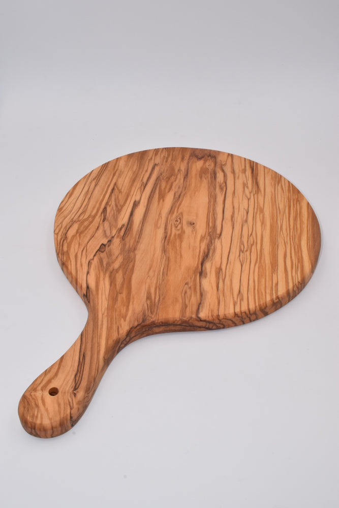 Round chopping board with olive wood handle 