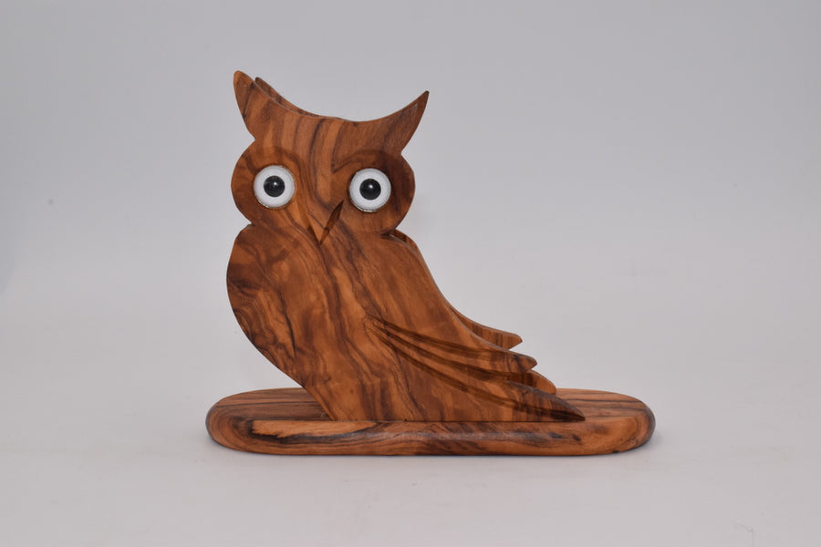 Owl napkin holder in olive wood 