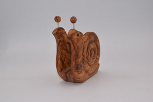 Snail napkin holder in olive wood 