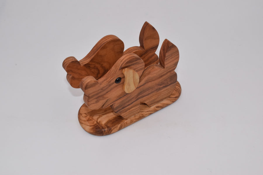 Dog napkin holder in olive wood 