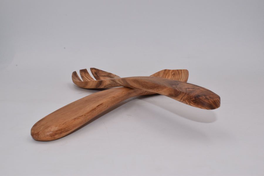 Small square tip cutlery in olive wood