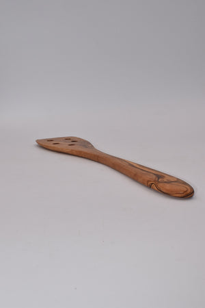 Spatula with holes in olive wood