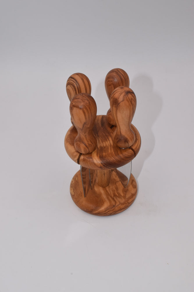 Olive wood grain knife set