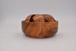 Olive wood bowl and pinzimonio set