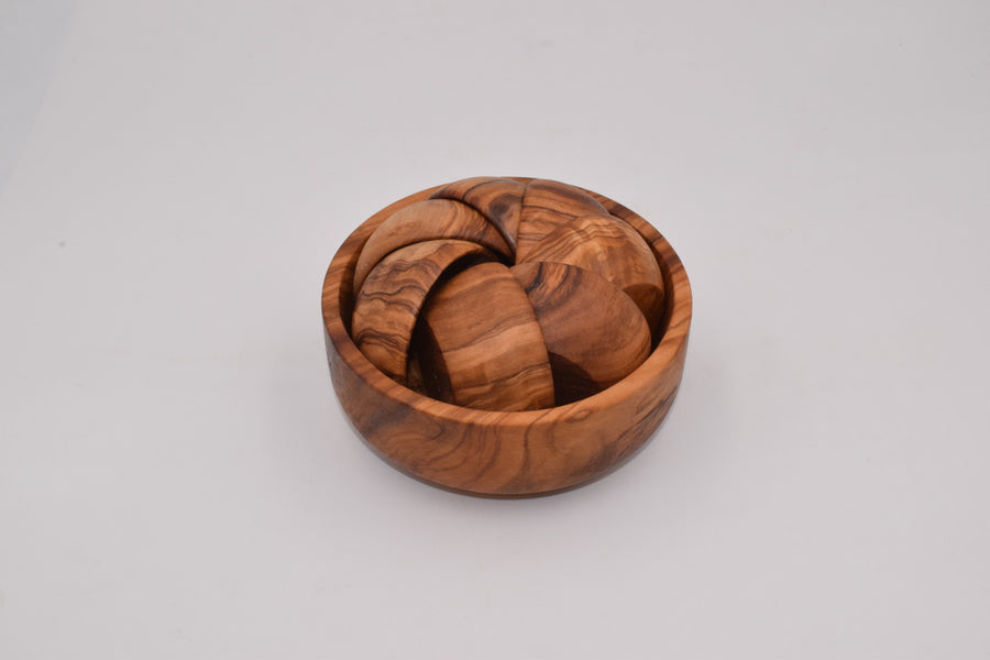Olive wood bowl and pinzimonio set