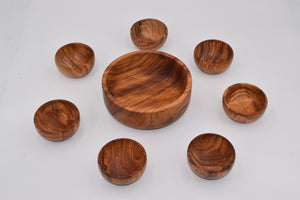 Set ciotola e ciotoline pinzimonio in legno d'ulivo