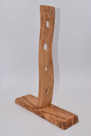 Bottle holder for four bottles in olive wood